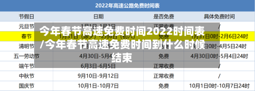 今年春节高速免费时间2022时间表/今年春节高速免费时间到什么时候结束-第1张图片
