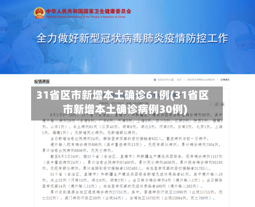 31省区市新增本土确诊61例(31省区市新增本土确诊病例30例)-第1张图片