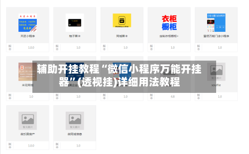 辅助开挂教程“微信小程序万能开挂器	”(透视挂)详细用法教程-第2张图片