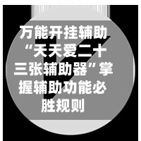 万能开挂辅助“天天爱二十三张辅助器	”掌握辅助功能必胜规则-第1张图片