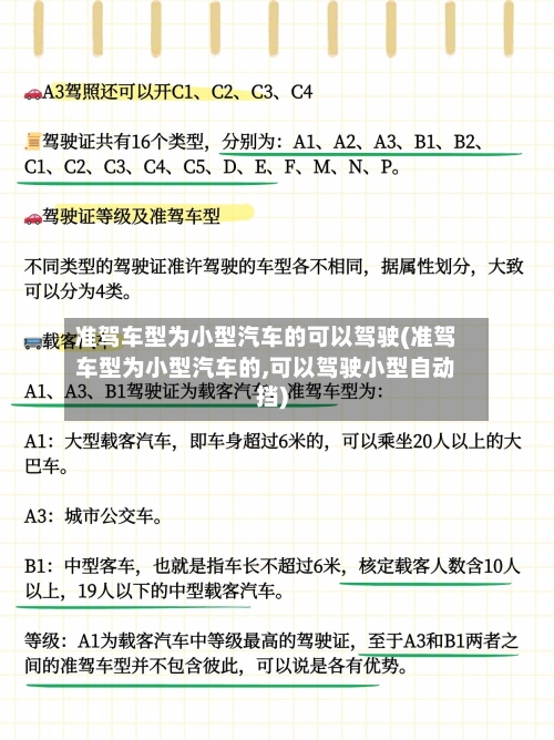 准驾车型为小型汽车的可以驾驶(准驾车型为小型汽车的,可以驾驶小型自动挡)-第1张图片
