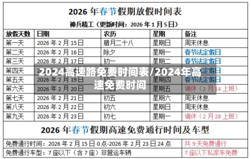 2024高速路免费时间表/2024年高速免费时间-第1张图片