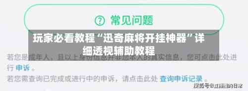 玩家必看教程“迅奇麻将开挂神器”详细透视辅助教程-第1张图片
