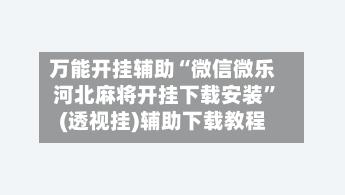 万能开挂辅助“微信微乐河北麻将开挂下载安装”(透视挂)辅助下载教程-第3张图片