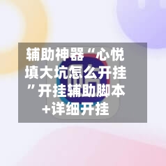 辅助神器“心悦填大坑怎么开挂”开挂辅助脚本+详细开挂-第2张图片