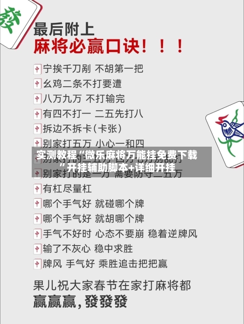 实测教程“微乐麻将万能挂免费下载”开挂辅助脚本+详细开挂-第2张图片