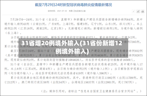 31省增20例境外输入(31省份新增12例境外输入)-第3张图片