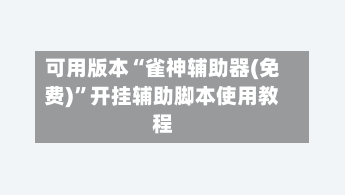 可用版本“雀神辅助器(免费)”开挂辅助脚本使用教程-第1张图片