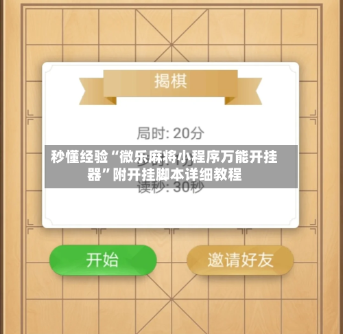 秒懂经验“微乐麻将小程序万能开挂器	”附开挂脚本详细教程-第2张图片
