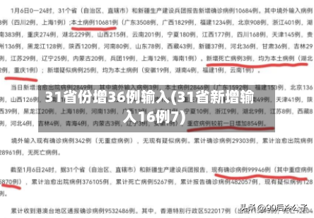 31省份增36例输入(31省新增输入16例7)-第1张图片