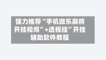 强力推荐“手机微乐麻将开挂视频”+透视挂”开挂辅助软件教程-第2张图片