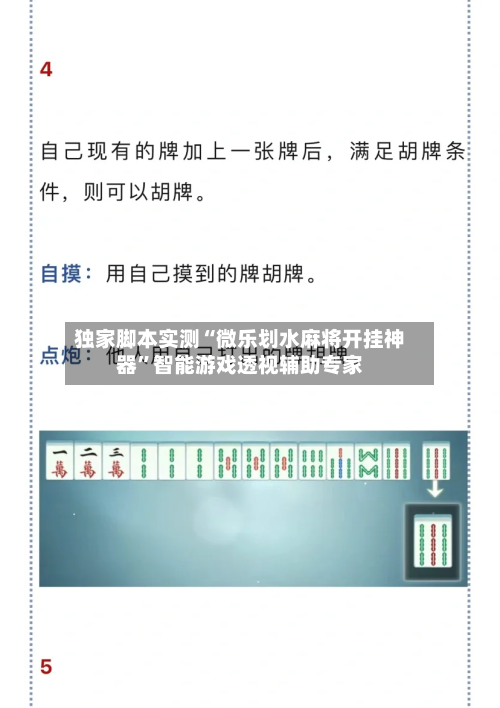 独家脚本实测“微乐划水麻将开挂神器”智能游戏透视辅助专家-第1张图片