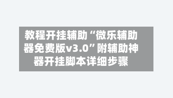 教程开挂辅助“微乐辅助器免费版v3.0”附辅助神器开挂脚本详细步骤-第3张图片