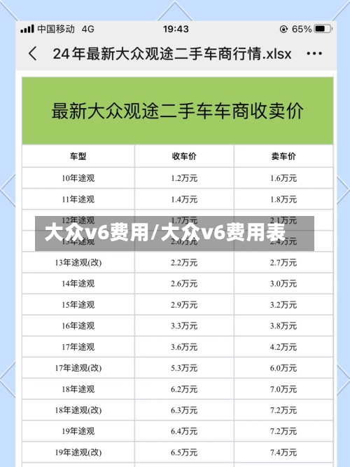 大众v6费用/大众v6费用表-第2张图片