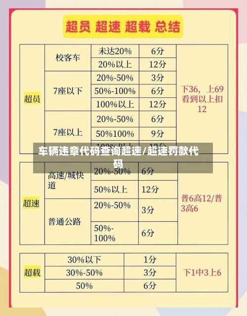 车辆违章代码查询超速/超速罚款代码-第2张图片