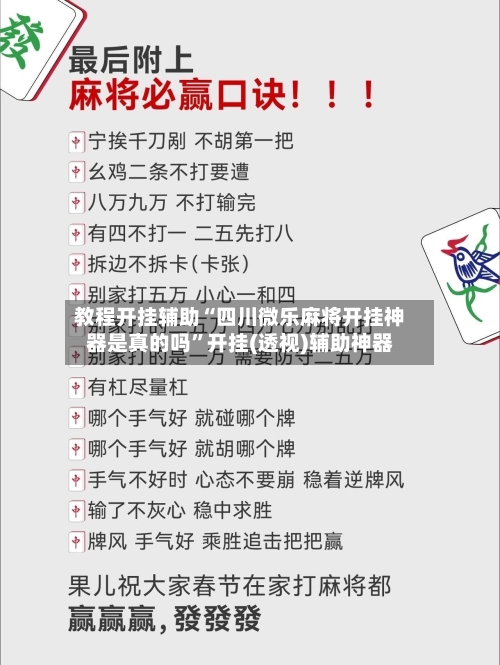 教程开挂辅助“四川微乐麻将开挂神器是真的吗”开挂(透视)辅助神器-第3张图片
