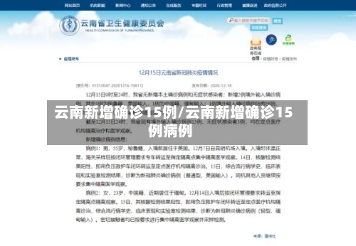 云南新增确诊15例/云南新增确诊15例病例-第1张图片