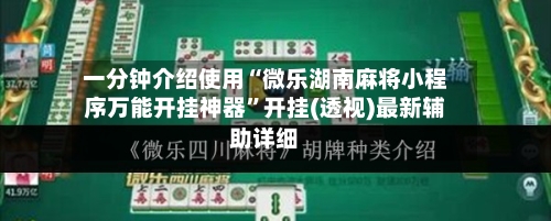 一分钟介绍使用“微乐湖南麻将小程序万能开挂神器”开挂(透视)最新辅助详细-第1张图片