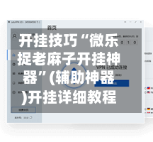 开挂技巧“微乐捉老麻子开挂神器”(辅助神器)开挂详细教程-第2张图片