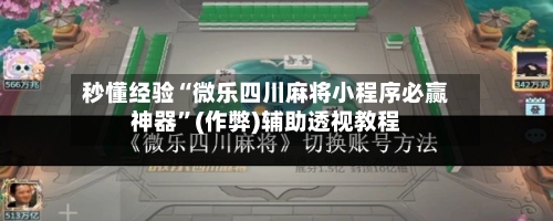 秒懂经验“微乐四川麻将小程序必赢神器	”(作弊)辅助透视教程-第2张图片