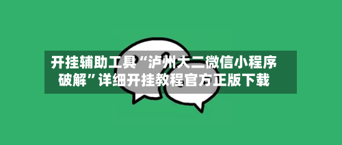 开挂辅助工具“泸州大二微信小程序破解	”详细开挂教程官方正版下载-第2张图片