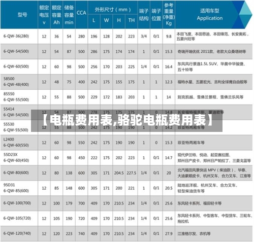 【电瓶费用表,骆驼电瓶费用表】-第1张图片