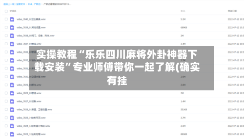 实操教程“乐乐四川麻将外卦神器下载安装”专业师傅带你一起了解(确实有挂-第2张图片