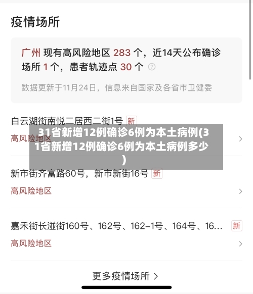 31省新增12例确诊6例为本土病例(31省新增12例确诊6例为本土病例多少)-第2张图片