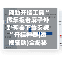 辅助开挂工具“微乐捉老麻子外卦神器下载安装	”开挂神器{透视辅助}全揭秘-第2张图片