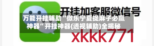 万能开挂辅助“微乐宁夏捉麻子必赢神器”开挂神器{透视辅助}全揭秘-第2张图片
