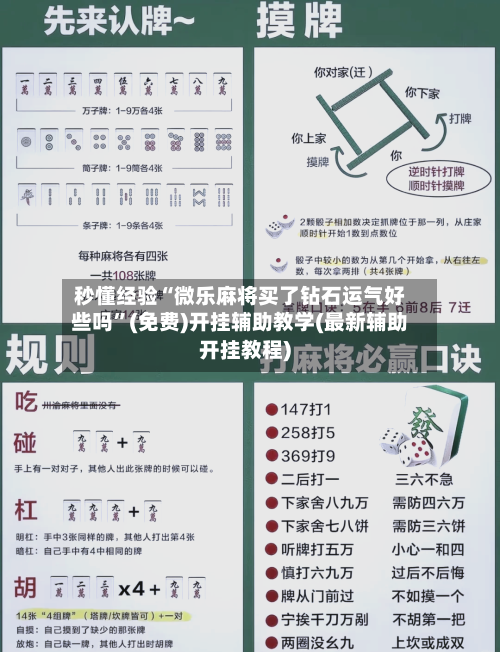 秒懂经验“微乐麻将买了钻石运气好些吗”(免费)开挂辅助教学(最新辅助开挂教程)-第1张图片