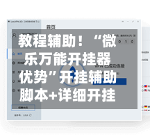 教程辅助！“微乐万能开挂器优势”开挂辅助脚本+详细开挂-第1张图片