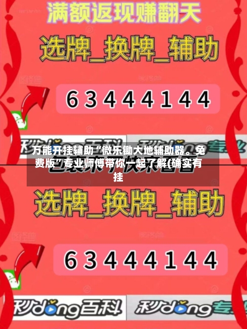万能开挂辅助“微乐锄大地辅助器。免费版”专业师傅带你一起了解(确实有挂-第2张图片