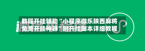 教程开挂辅助“小程序微乐陕西麻将免费开挂神器”附开挂脚本详细教程-第2张图片