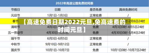 【高速免费日期2022元旦,免高速费的时间元旦】-第1张图片